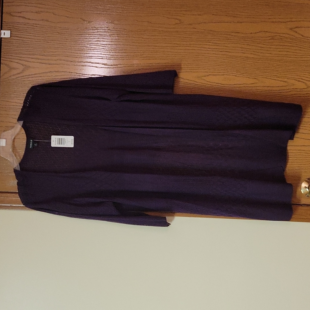 Purple Pointelle Open Front Cardigan